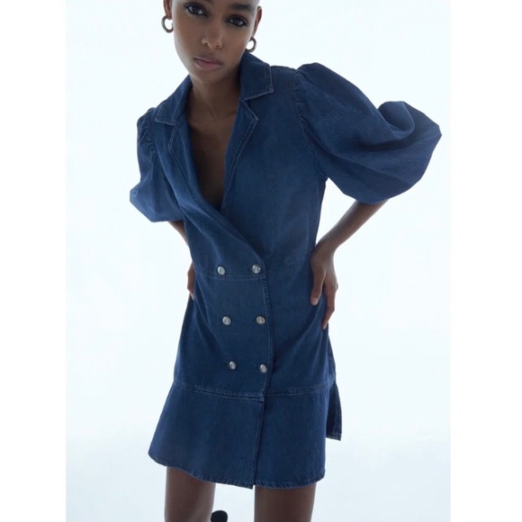 Zara double breasted denim dress - Picture 3 of 7